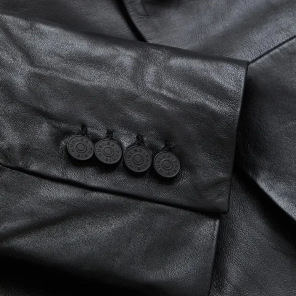 Mugler H&M Collab - Men's Defined-waist Leather Blazer  - Size 48R - Picture 7 of 8